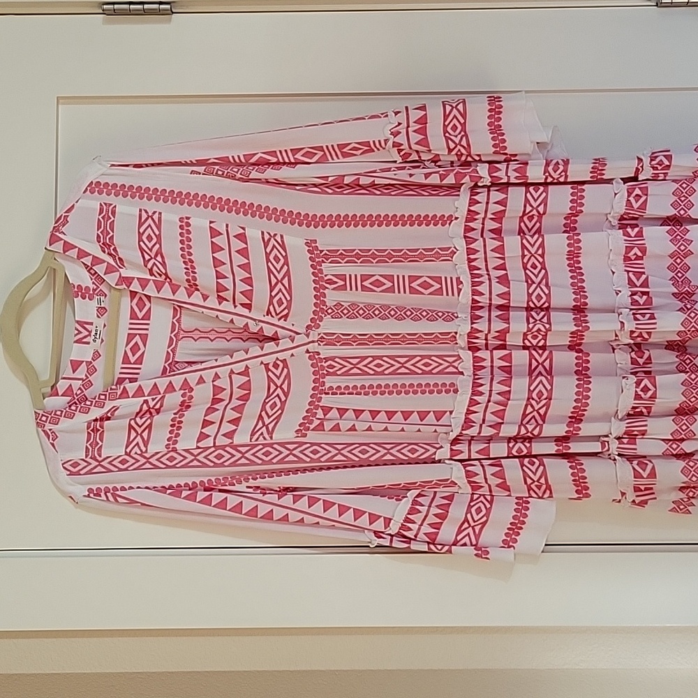 Dylan Pink Chevron Print Midi Dress